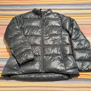 Eddie Bauer Women XL Puffer Jacket Dark Gray 650 Down Insulated Full Zip Quilted